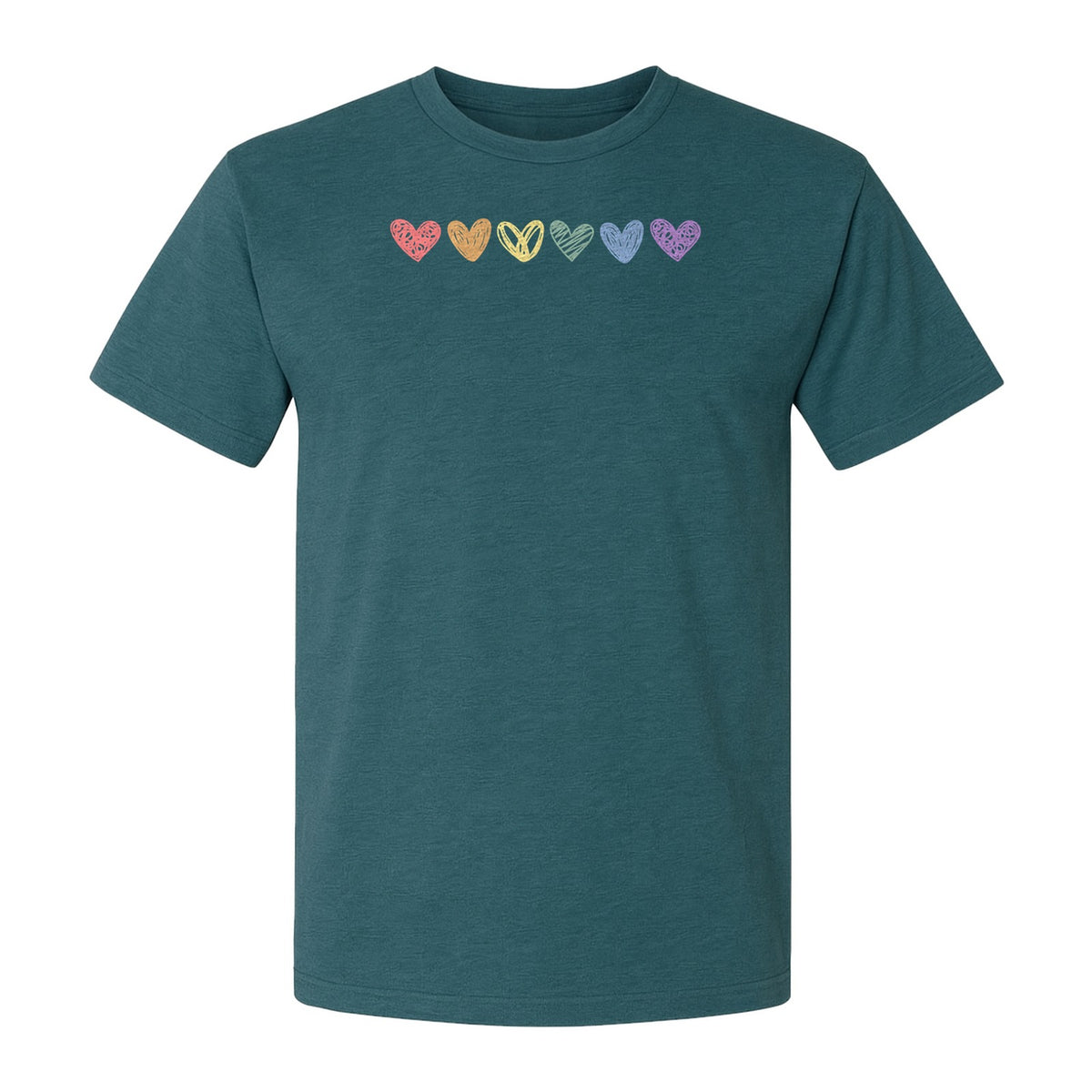 Rainbow Heart T-Shirt, Sketchy Stripe Pride Graphic for LGBTQ Community Support
