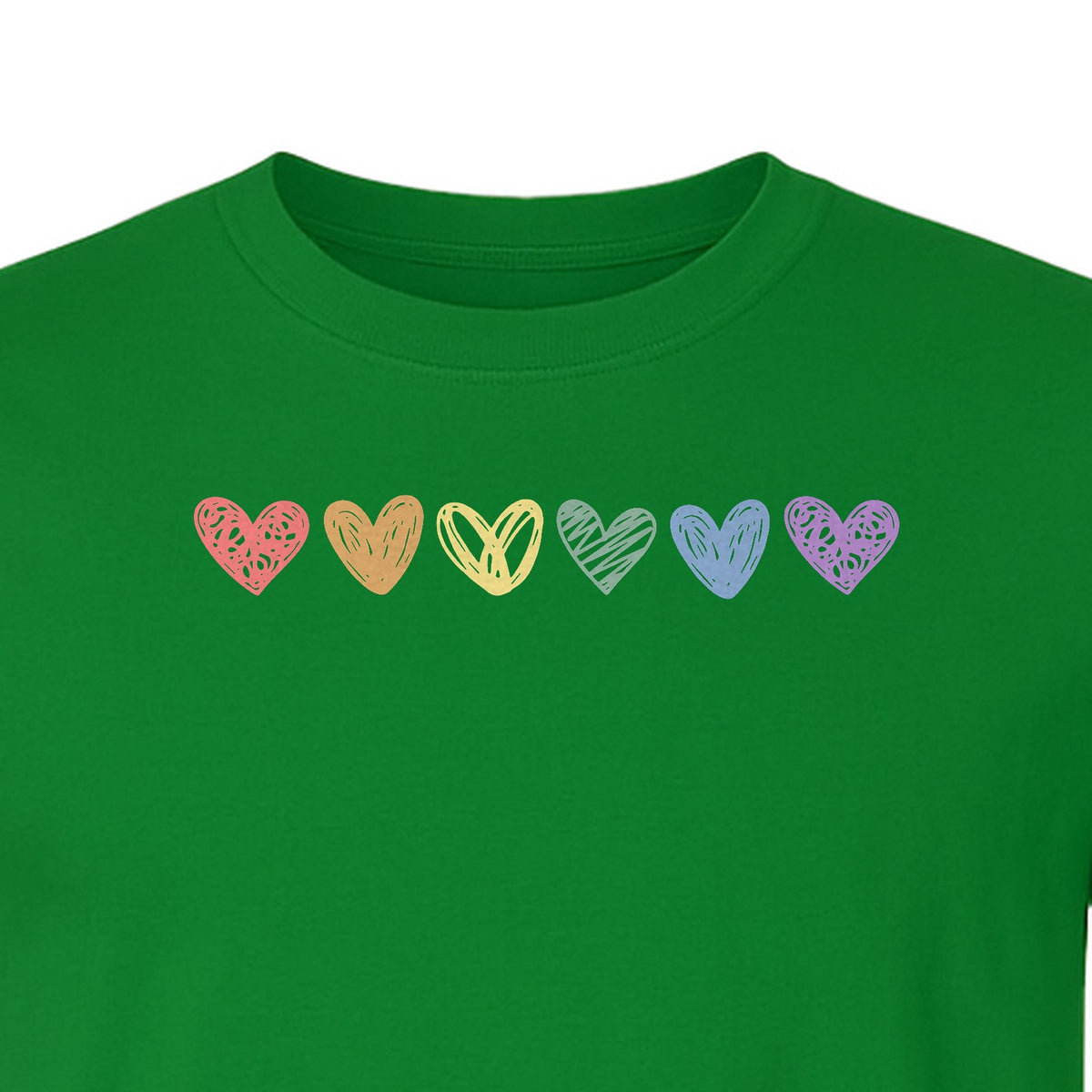 Rainbow Heart T-Shirt, Sketchy Stripe Pride Graphic for LGBTQ Community Support