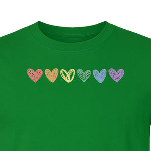 Rainbow Heart T-Shirt, Sketchy Stripe Pride Graphic for LGBTQ Community Support