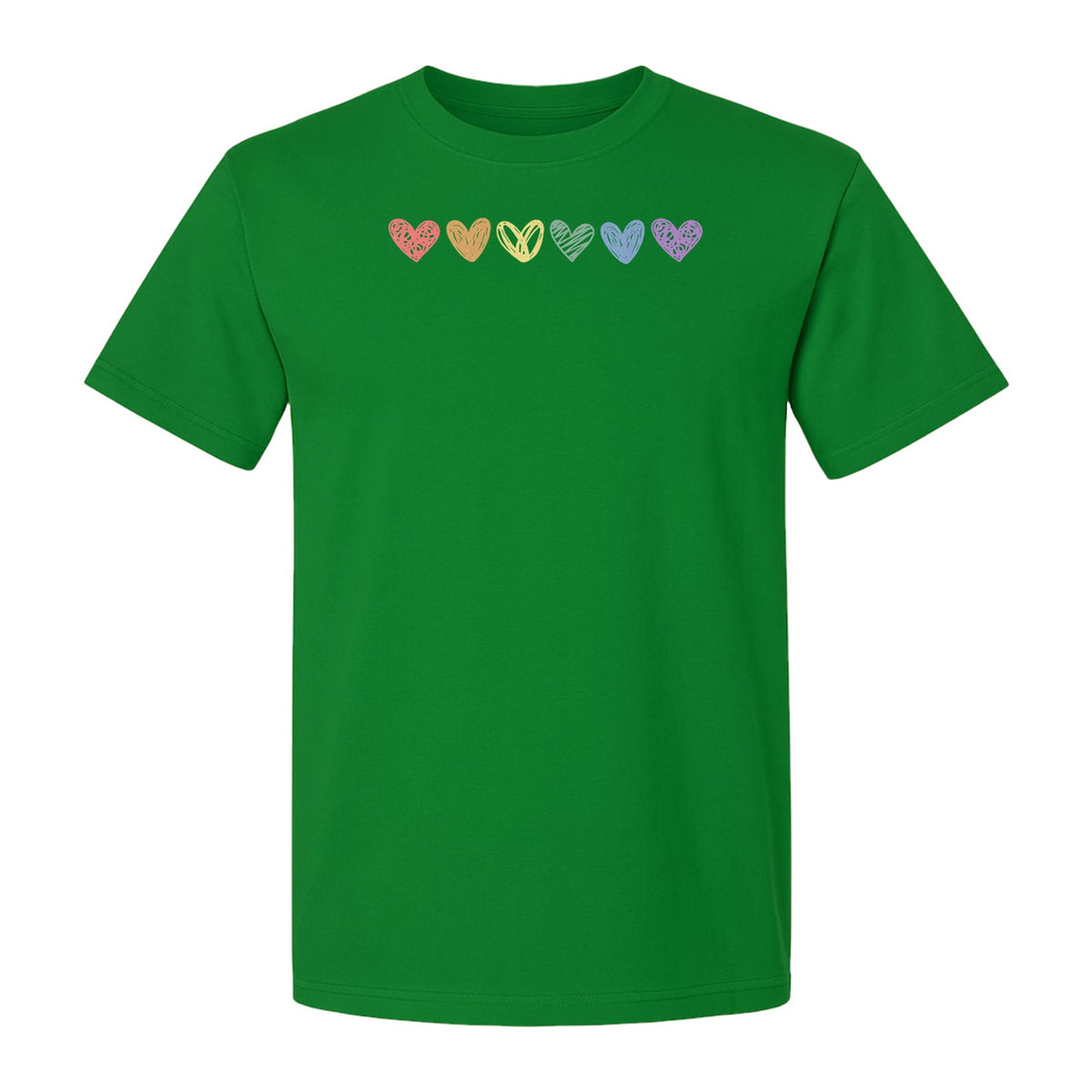 Rainbow Heart T-Shirt, Sketchy Stripe Pride Graphic for LGBTQ Community Support