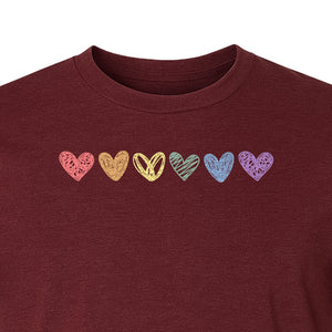 Rainbow Heart T-Shirt, Sketchy Stripe Pride Graphic for LGBTQ Community Support
