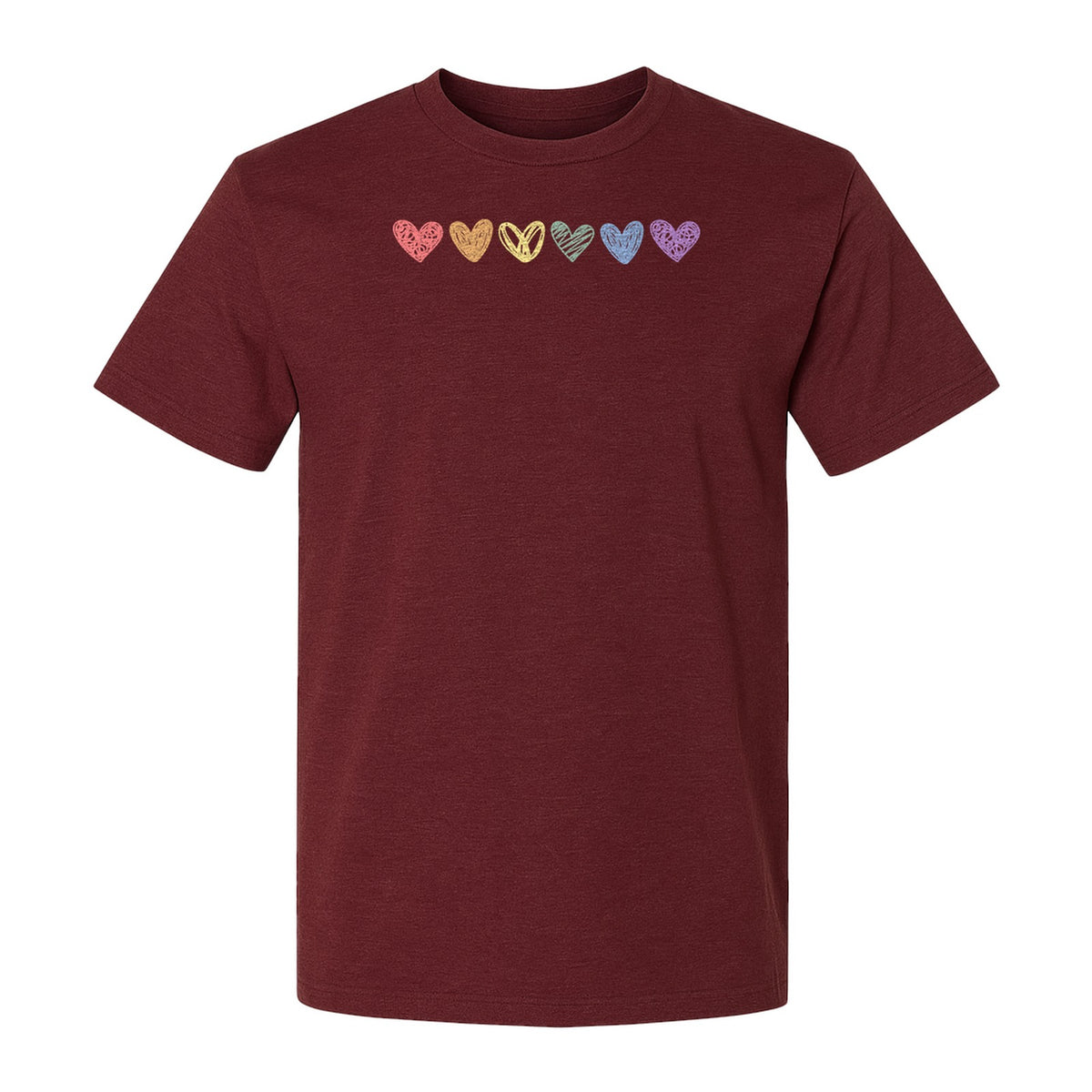 Rainbow Heart T-Shirt, Sketchy Stripe Pride Graphic for LGBTQ Community Support
