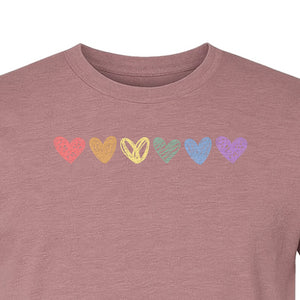 Rainbow Heart T-Shirt, Sketchy Stripe Pride Graphic for LGBTQ Community Support