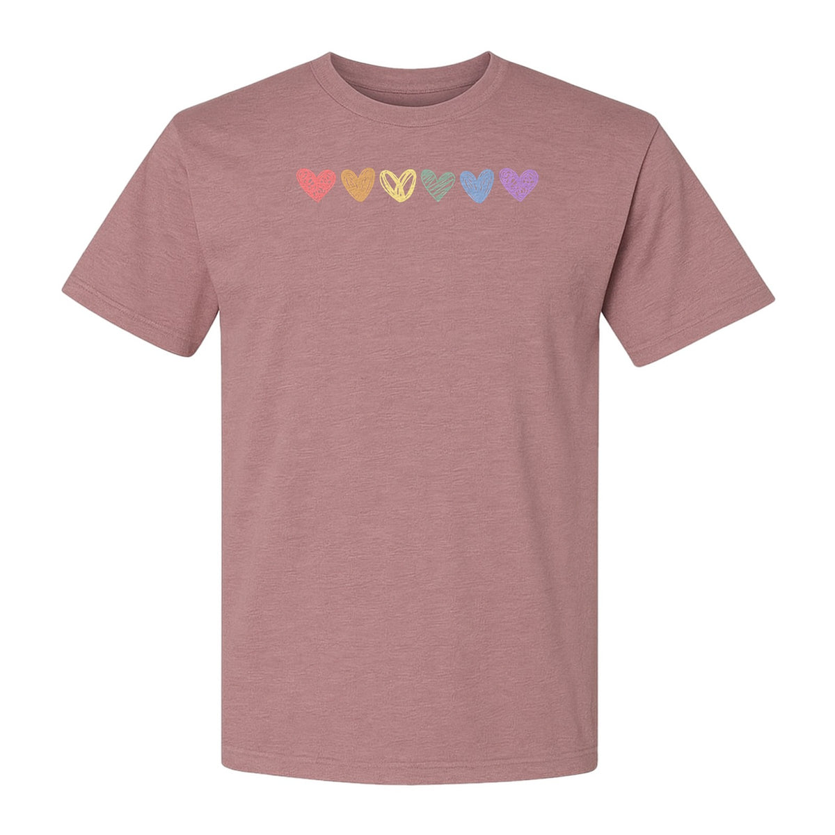 Rainbow Heart T-Shirt, Sketchy Stripe Pride Graphic for LGBTQ Community Support