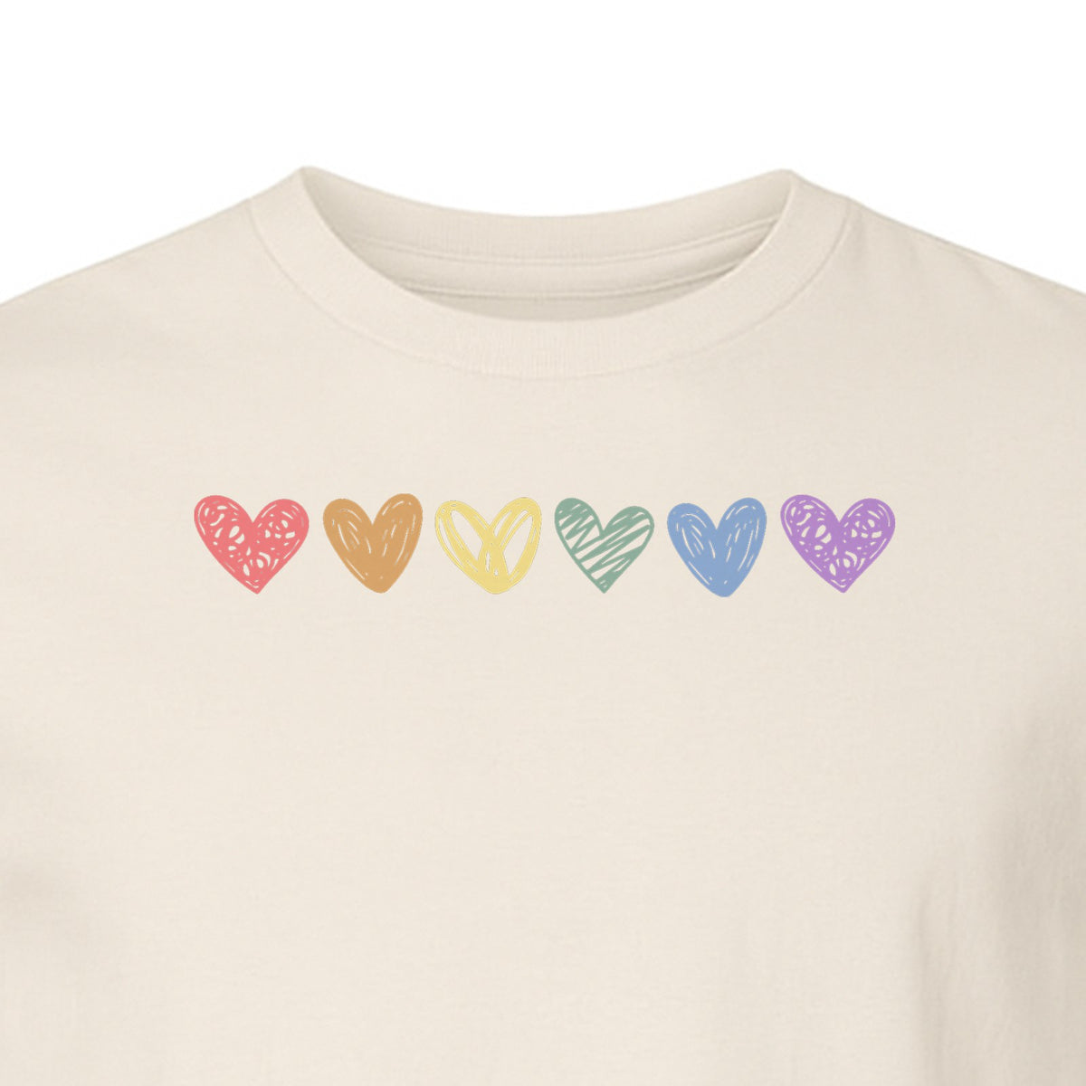 Rainbow Heart T-Shirt, Sketchy Stripe Pride Graphic for LGBTQ Community Support