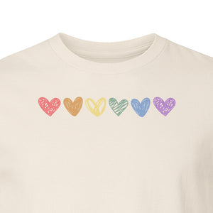 Rainbow Heart T-Shirt, Sketchy Stripe Pride Graphic for LGBTQ Community Support