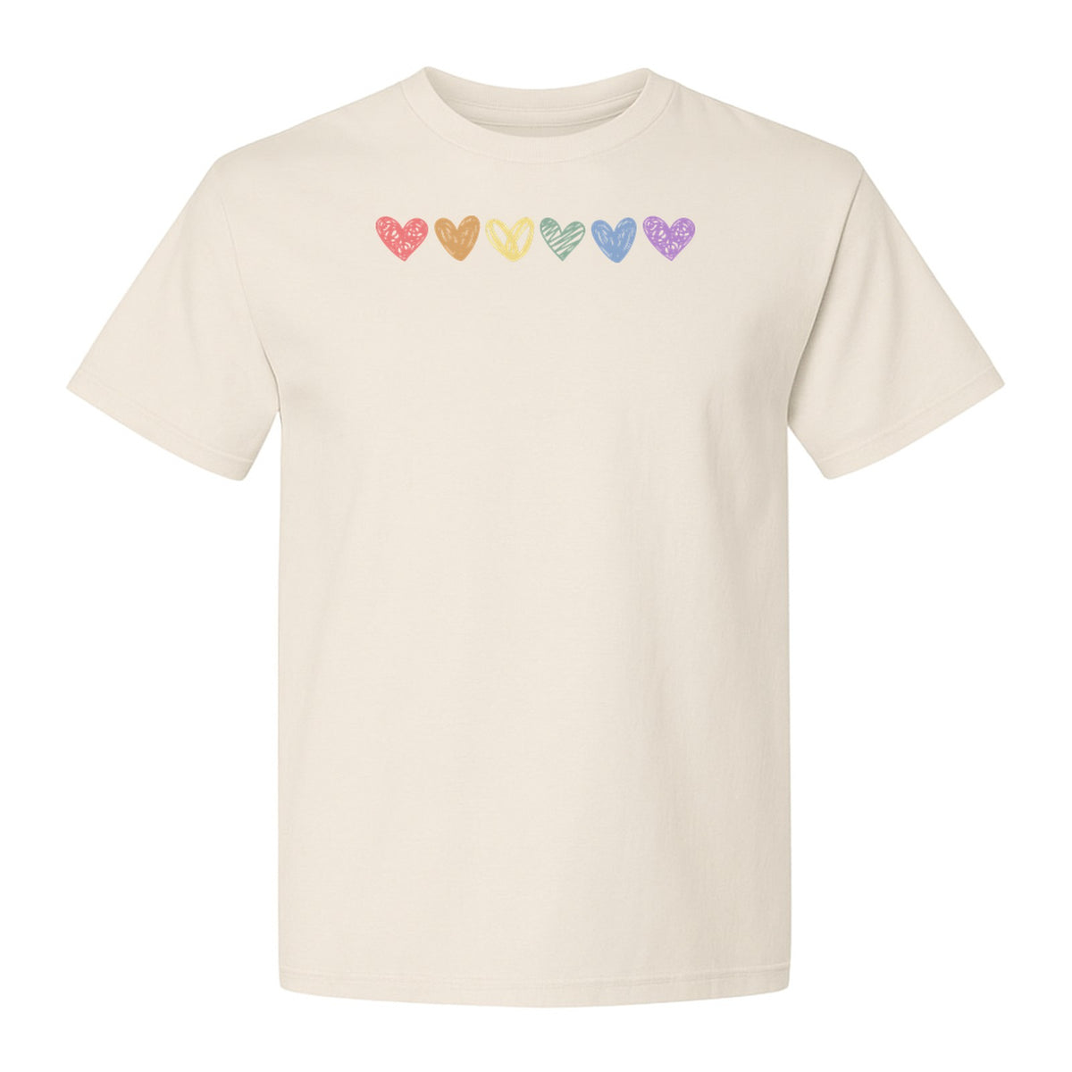 Rainbow Heart T-Shirt, Sketchy Stripe Pride Graphic for LGBTQ Community Support