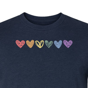 Rainbow Heart T-Shirt, Sketchy Stripe Pride Graphic for LGBTQ Community Support