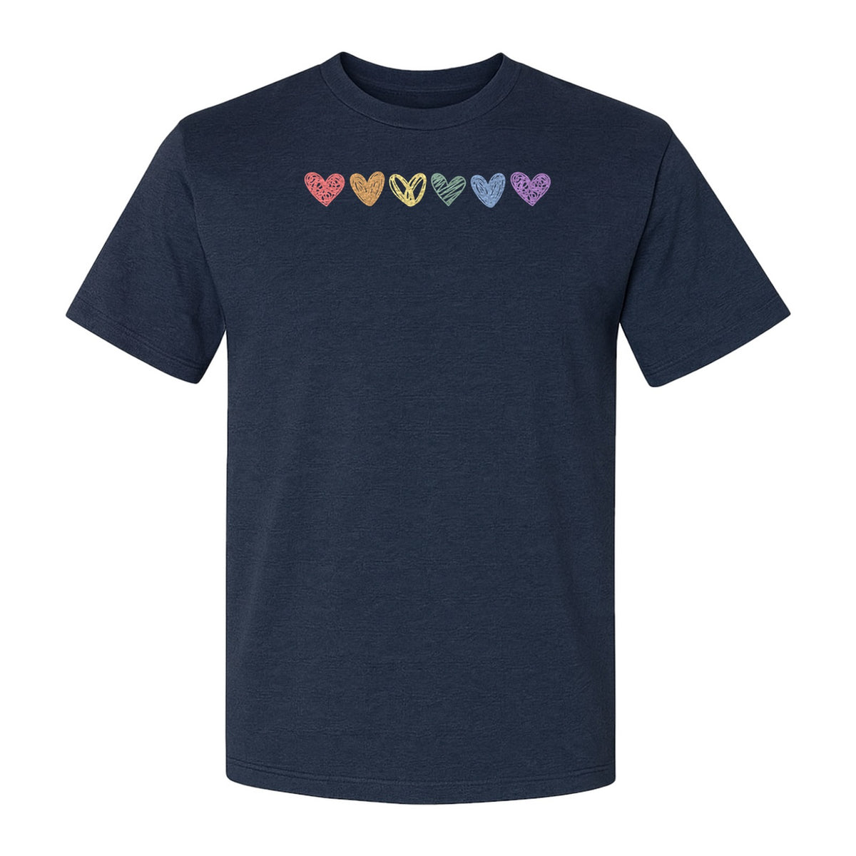 Rainbow Heart T-Shirt, Sketchy Stripe Pride Graphic for LGBTQ Community Support