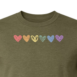 Rainbow Heart T-Shirt, Sketchy Stripe Pride Graphic for LGBTQ Community Support