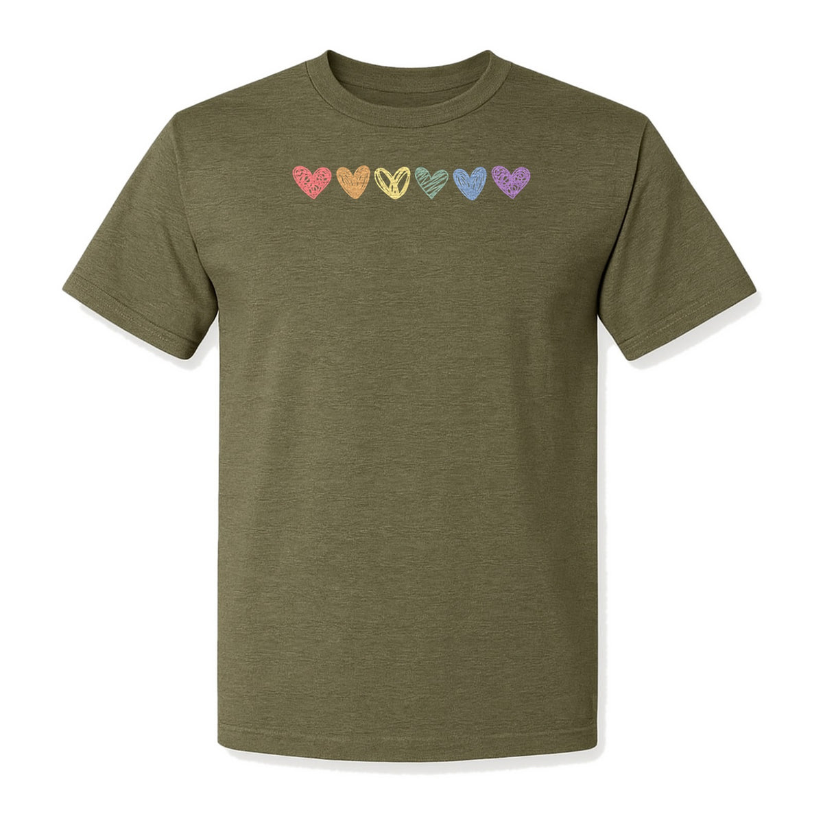 Rainbow Heart T-Shirt, Sketchy Stripe Pride Graphic for LGBTQ Community Support