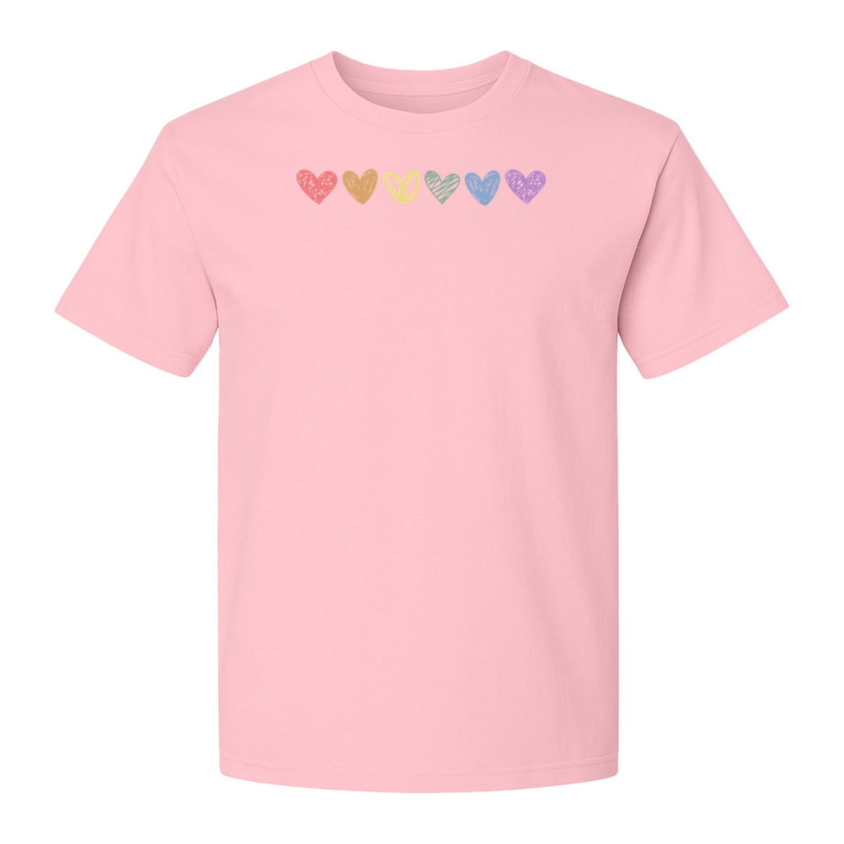 Rainbow Heart T-Shirt, Sketchy Stripe Pride Graphic for LGBTQ Community Support
