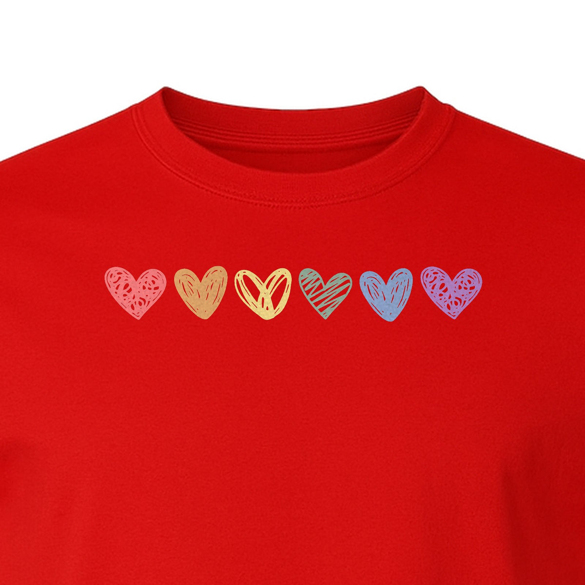 Rainbow Heart T-Shirt, Sketchy Stripe Pride Graphic for LGBTQ Community Support