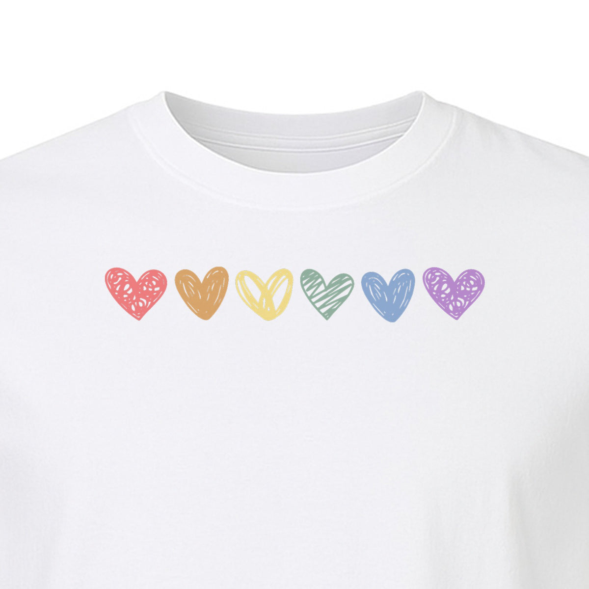 Rainbow Heart T-Shirt, Sketchy Stripe Pride Graphic for LGBTQ Community Support