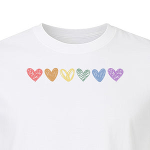 Rainbow Heart T-Shirt, Sketchy Stripe Pride Graphic for LGBTQ Community Support