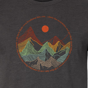 Mountain Graphic T-Shirt, Retro Sunrise and Layered Peaks Outdoor Adventure Design