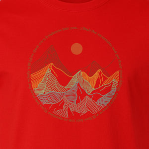 Mountain Graphic T-Shirt, Retro Sunrise and Layered Peaks Outdoor Adventure Design