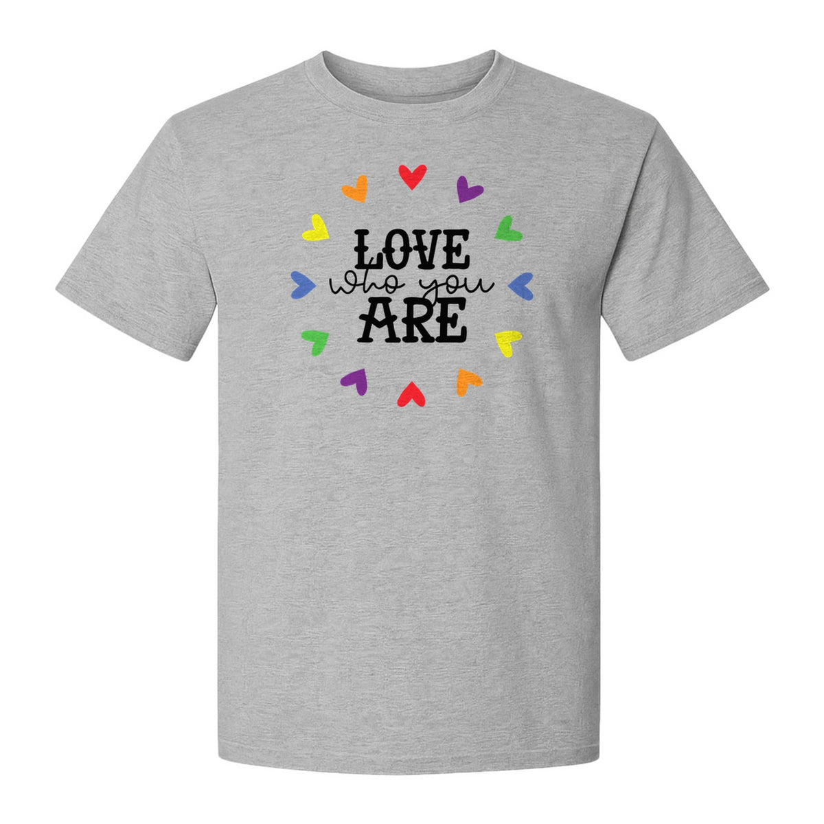 Pride Heart T-Shirt, Love Who You Are Rainbow Message Tee for LGBTQ Support and Allies