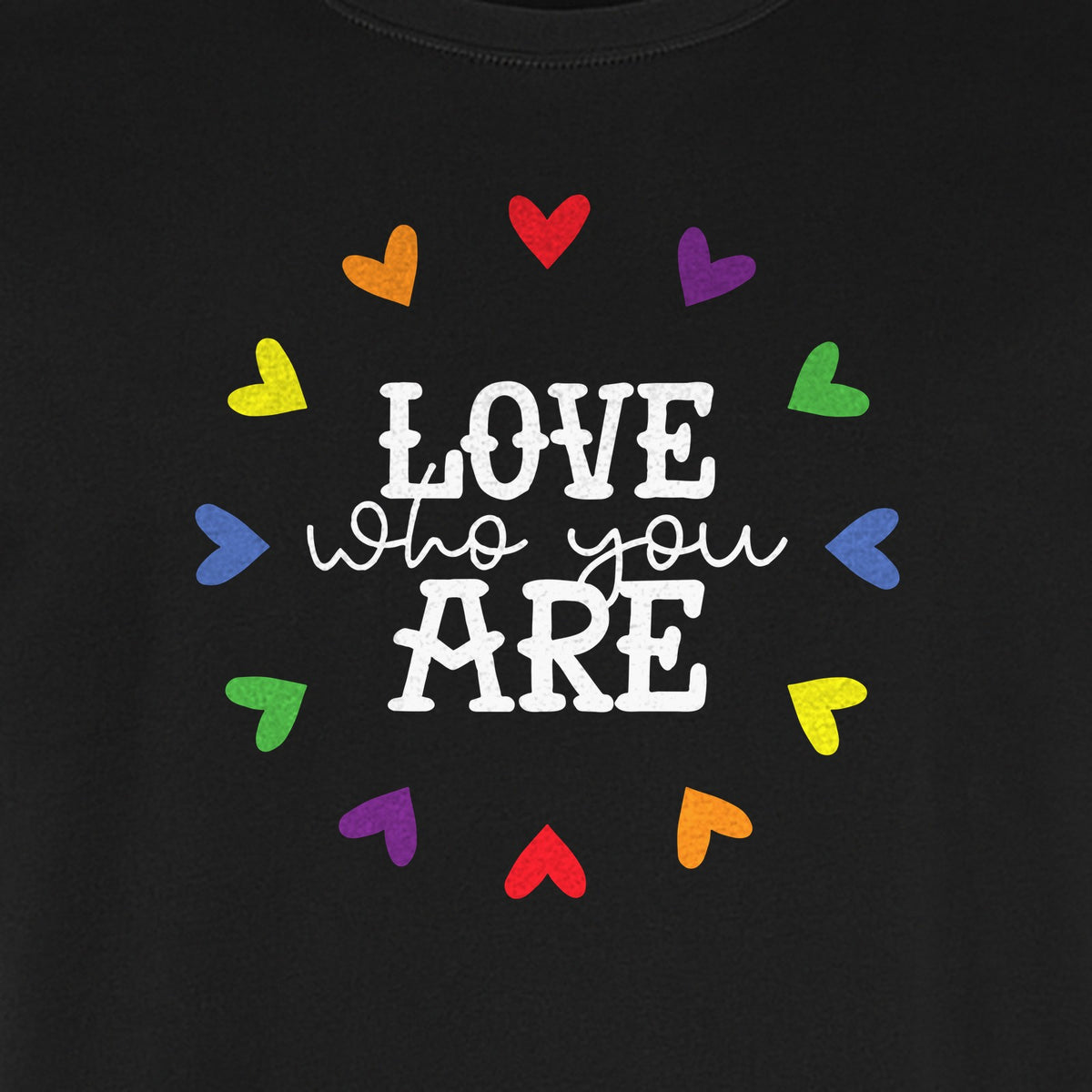 Pride Heart T-Shirt, Love Who You Are Rainbow Message Tee for LGBTQ Support and Allies