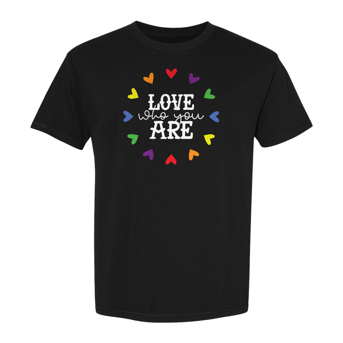 Pride Heart T-Shirt, Love Who You Are Rainbow Message Tee for LGBTQ Support and Allies