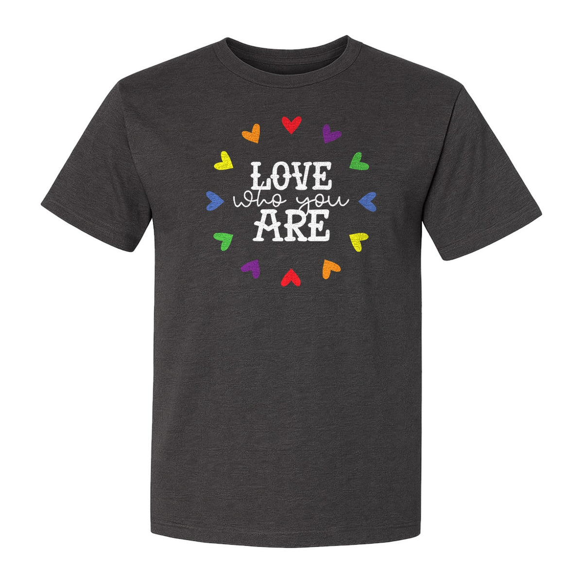 Pride Heart T-Shirt, Love Who You Are Rainbow Message Tee for LGBTQ Support and Allies