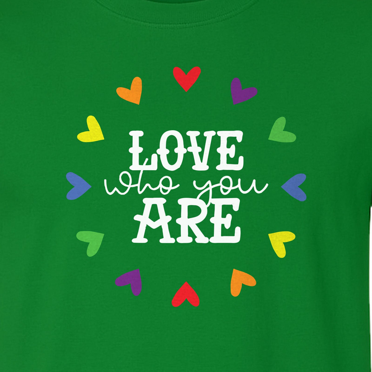 Pride Heart T-Shirt, Love Who You Are Rainbow Message Tee for LGBTQ Support and Allies