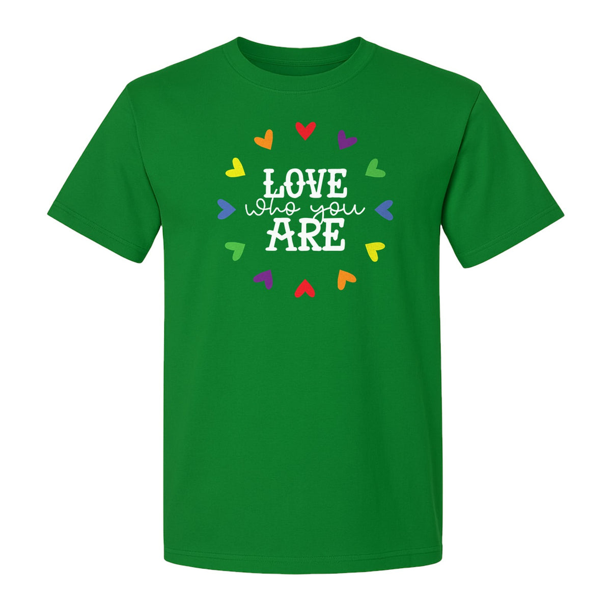 Pride Heart T-Shirt, Love Who You Are Rainbow Message Tee for LGBTQ Support and Allies