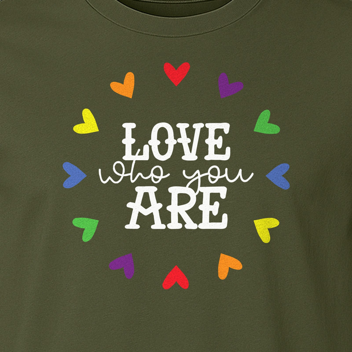 Pride Heart T-Shirt, Love Who You Are Rainbow Message Tee for LGBTQ Support and Allies