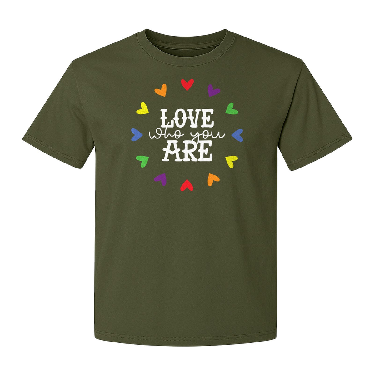 Pride Heart T-Shirt, Love Who You Are Rainbow Message Tee for LGBTQ Support and Allies
