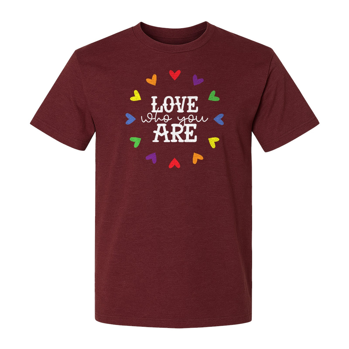 Pride Heart T-Shirt, Love Who You Are Rainbow Message Tee for LGBTQ Support and Allies