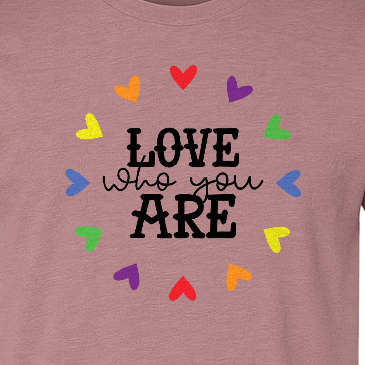 Pride Heart T-Shirt, Love Who You Are Rainbow Message Tee for LGBTQ Support and Allies