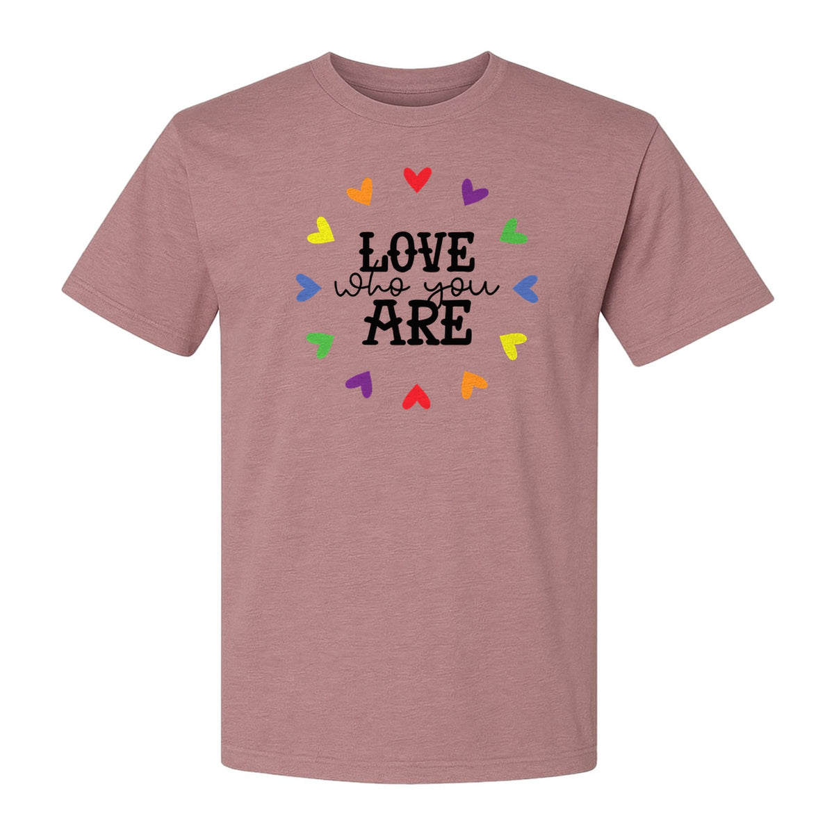Pride Heart T-Shirt, Love Who You Are Rainbow Message Tee for LGBTQ Support and Allies