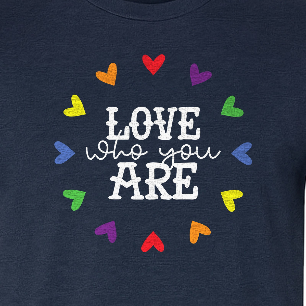 Pride Heart T-Shirt, Love Who You Are Rainbow Message Tee for LGBTQ Support and Allies