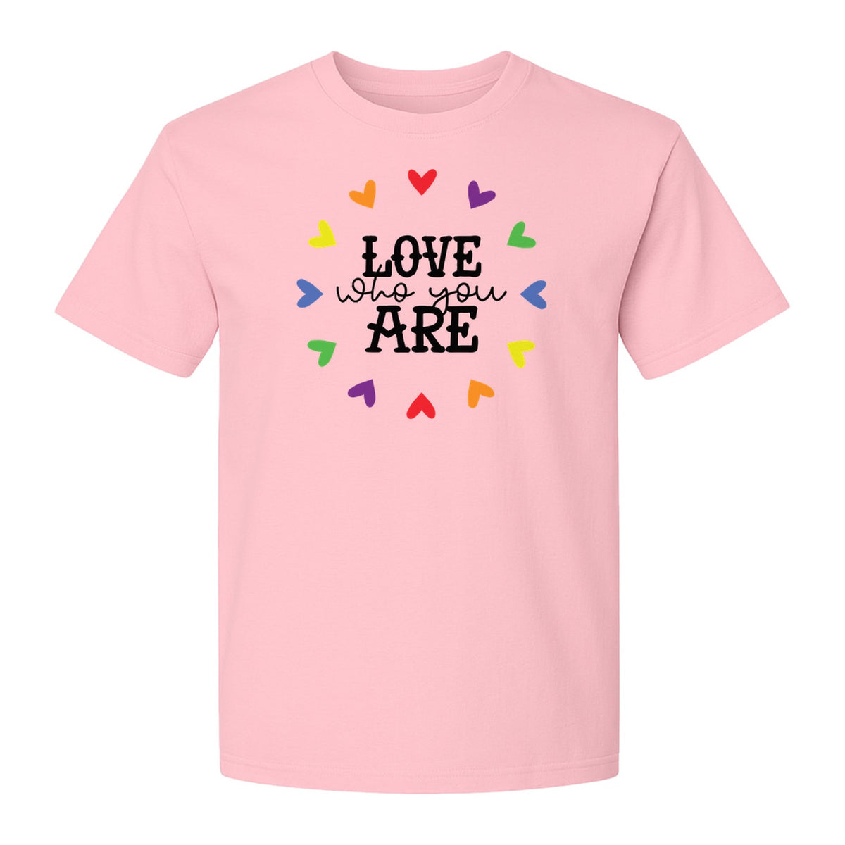 Pride Heart T-Shirt, Love Who You Are Rainbow Message Tee for LGBTQ Support and Allies