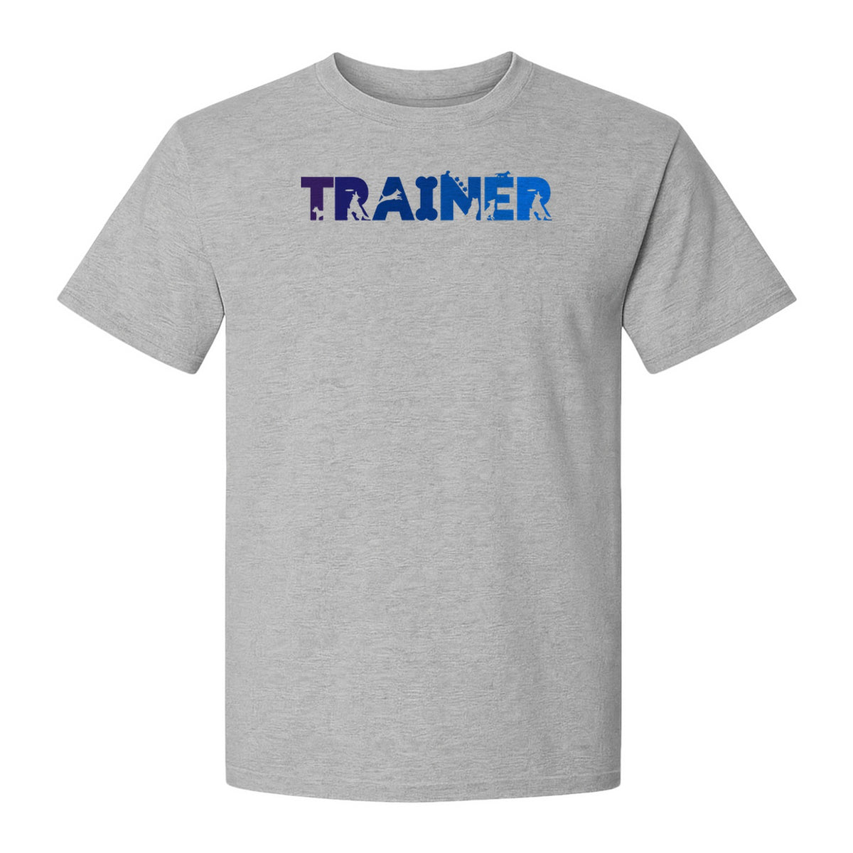 Dog Trainer T-Shirt, Distressed Blue and Purple Text Graphic for Canine Handlers and Pet Lovers