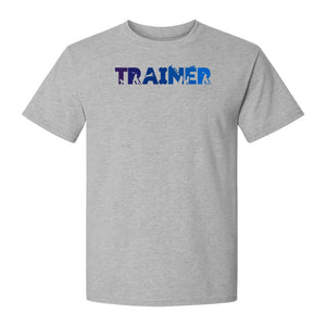 Dog Trainer T-Shirt, Distressed Blue and Purple Text Graphic for Canine Handlers and Pet Lovers