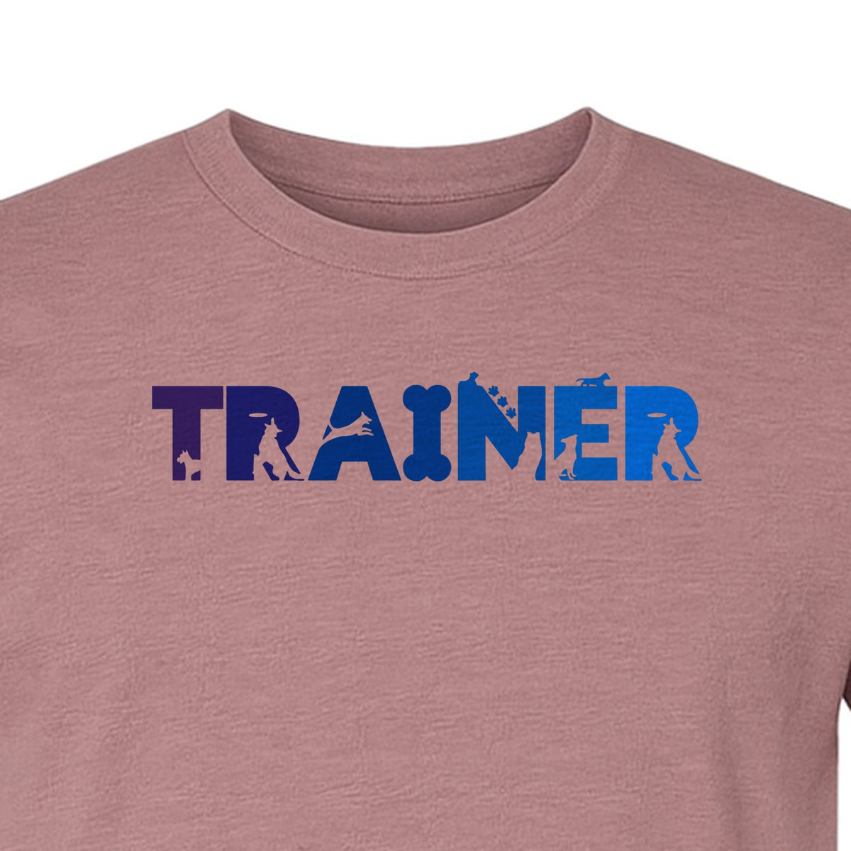 Dog Trainer T-Shirt, Distressed Blue and Purple Text Graphic for Canine Handlers and Pet Lovers