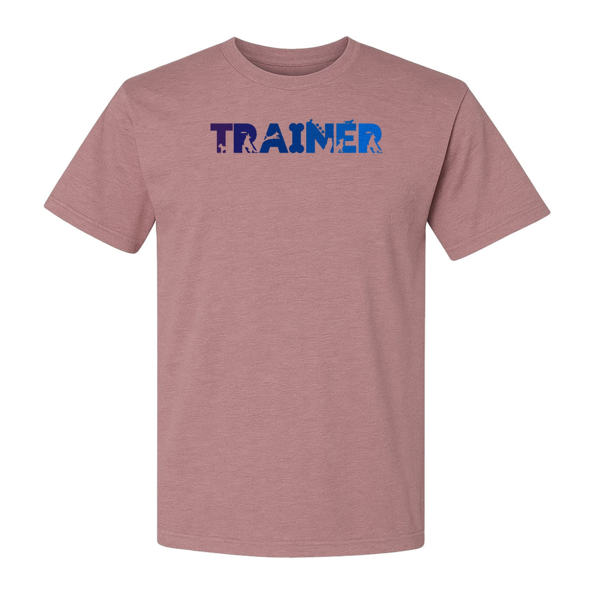 Dog Trainer T-Shirt, Distressed Blue and Purple Text Graphic for Canine Handlers and Pet Lovers