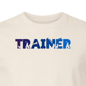 Dog Trainer T-Shirt, Distressed Blue and Purple Text Graphic for Canine Handlers and Pet Lovers