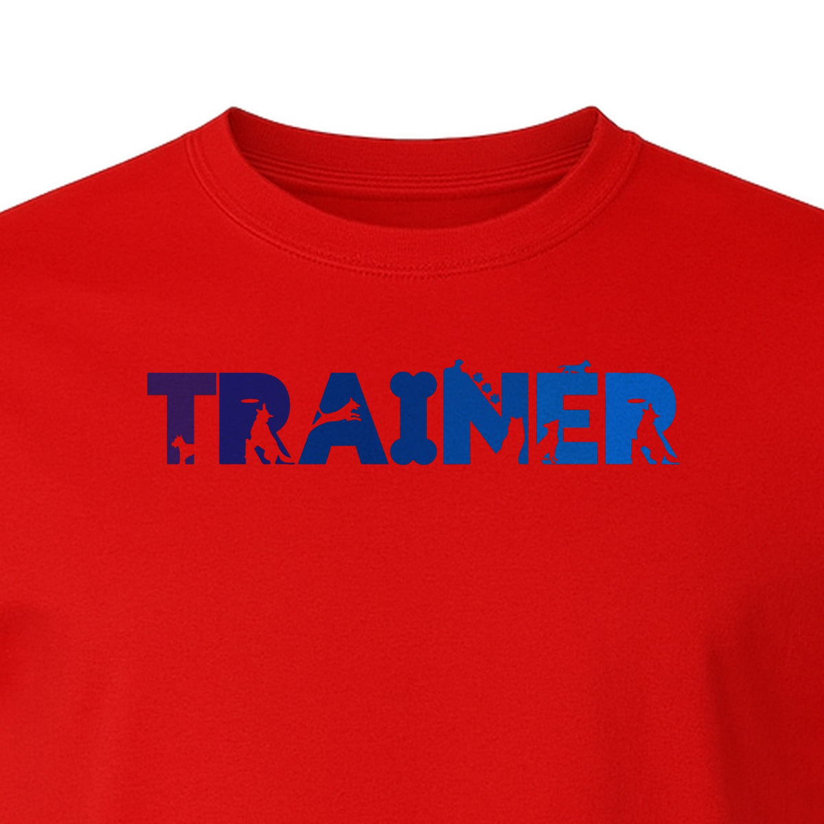 Dog Trainer T-Shirt, Distressed Blue and Purple Text Graphic for Canine Handlers and Pet Lovers