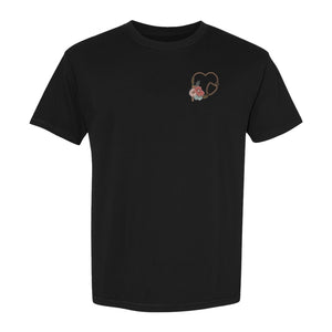 Nurse T-Shirt, Floral Stethoscope Pocket Print for Healthcare Workers and Nursing School Graduates