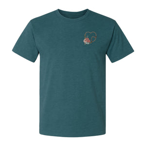 Nurse T-Shirt, Floral Stethoscope Pocket Print for Healthcare Workers and Nursing School Graduates