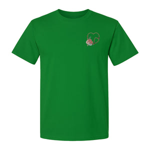Nurse T-Shirt, Floral Stethoscope Pocket Print for Healthcare Workers and Nursing School Graduates