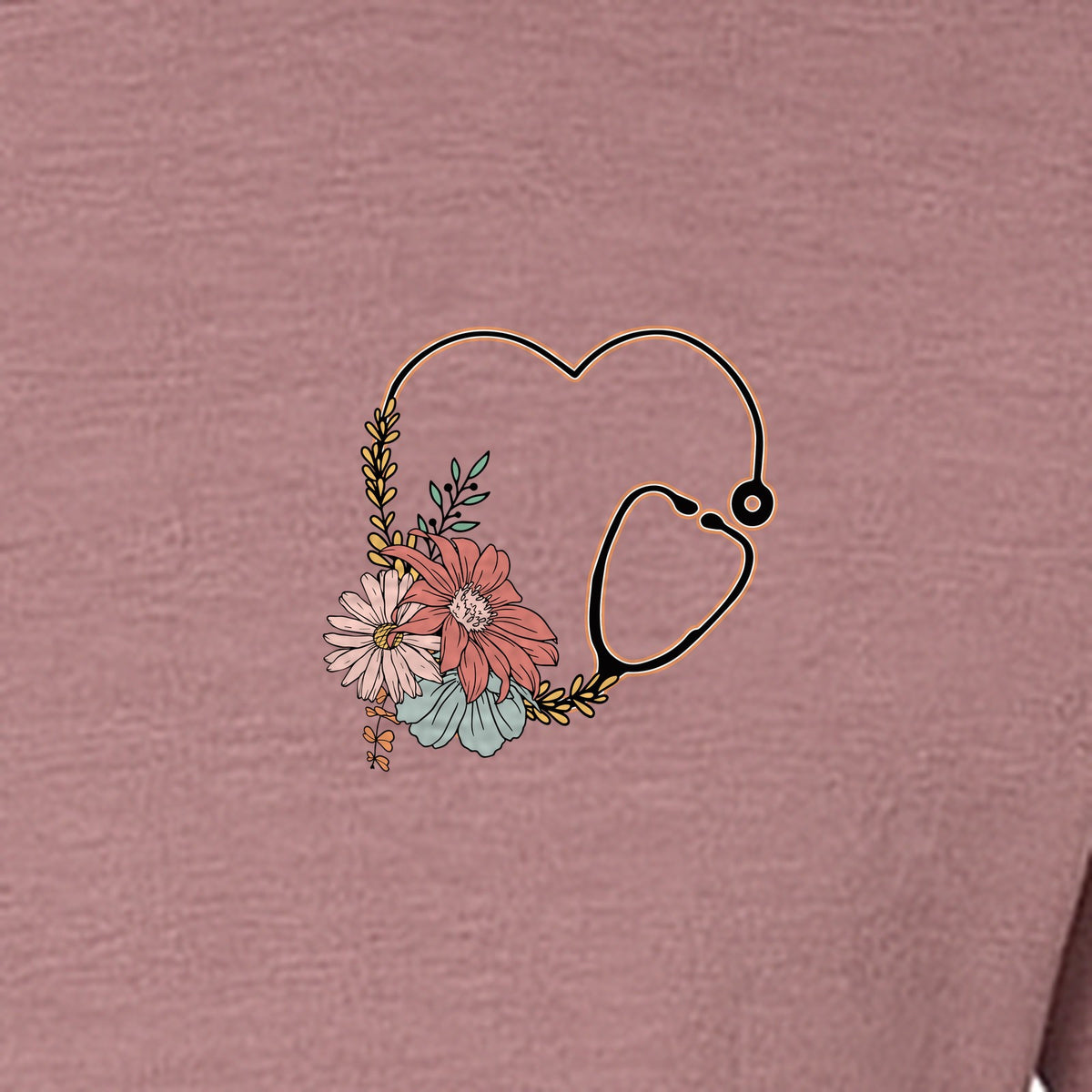 Nurse T-Shirt, Floral Stethoscope Pocket Print for Healthcare Workers and Nursing School Graduates