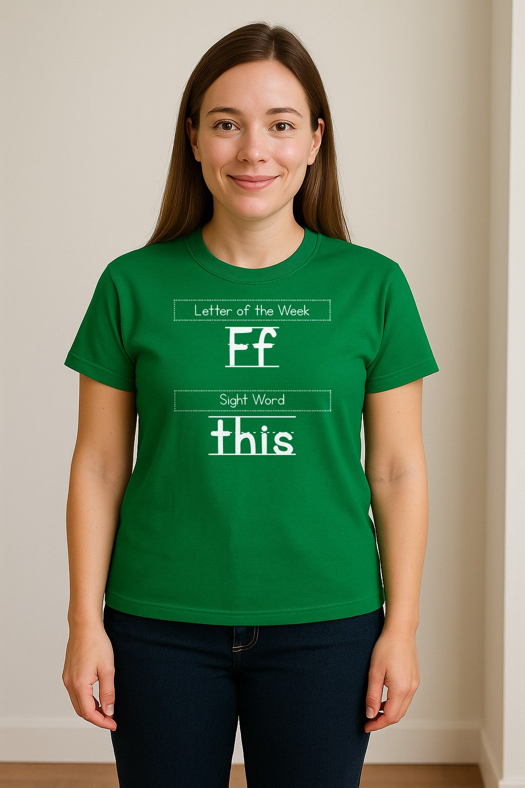 Teacher T-Shirt, Letter of the Week F and Sight Word This Design for Back to School