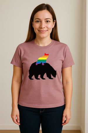 Mama Bear T-Shirt, Rainbow Pride Graphic for LGBTQ+ Moms and Supporters