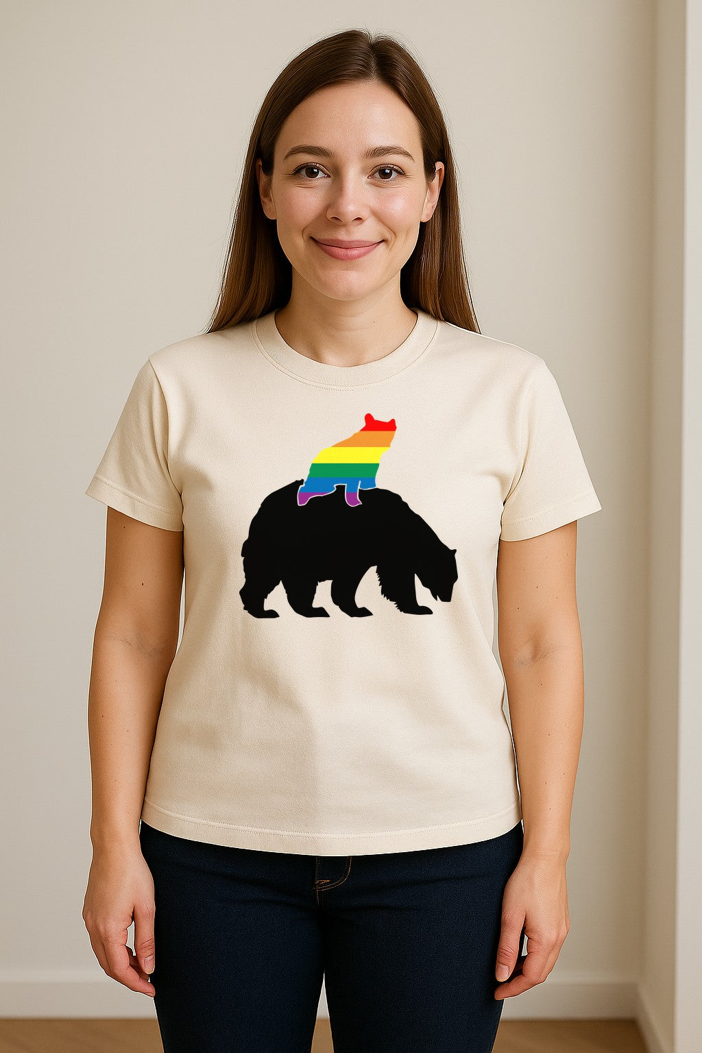 Mama Bear T-Shirt, Rainbow Pride Graphic for LGBTQ+ Moms and Supporters