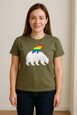Mama Bear T-Shirt, Rainbow Pride Graphic for LGBTQ+ Moms and Supporters