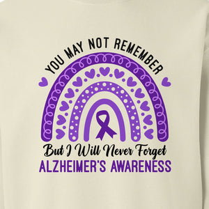 Alzheimer's Awareness Sweatshirt, Rainbow Heart and Purple Ribbon Dementia Support Crewneck