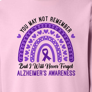 Alzheimer's Awareness Sweatshirt, Rainbow Heart and Purple Ribbon Dementia Support Crewneck
